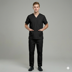 Customized embroidered Logo Female Medical <b>Scrub</b> Set Stretchable soft fabric Uniform with Short Sleeves Top and Jogger Pants - Product Image 6