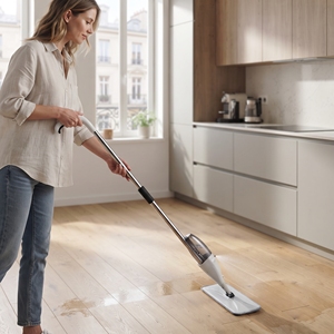 Dual-Drive System Eco-Friendly Microfiber Spray <b>Mop</b> with Self-Wringer Telescopic Handle Refillable 701ml Capacity <b>Floor</b> <b>Cleaner</b> - Product Image 6
