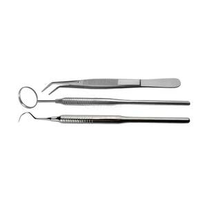 Kit de 3 Instrumentos Dentales de Acero Inoxidable: Espejo, Explorador y Pinzas para Diagnóstico Profesional de Dentistas, Suministro OEM - Product Image 2
