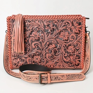 Sac à main à franges et à fleurs occidentales sac à bandoulière en cuir de vachette coloré sac bohème pour femmes sac d'outillage à la main - Product Image 2