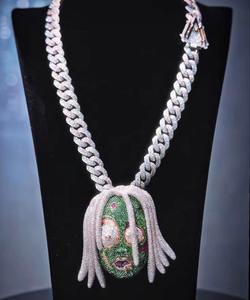 Indian Manufacture Moissanite Silver <b>Iced</b> <b>Out</b> Cuban <b>Chain</b> 18K 14K Gold and Silver Finish Club Party Daily Wear Jewelry for Sale - Product Image 2