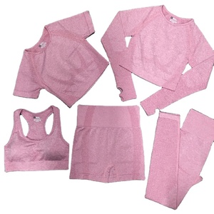 Conjunto de Top corto deportivo ligero de secado rápido para mujer-Top de Yoga de manga larga con cierre de cintura elástica impermeable transpirable - Product Image 3