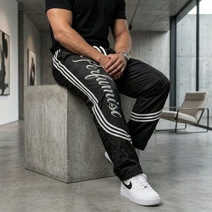 OEM Men's High Quality Custom Digital Printing Wide Leg Vintage <b>Trousers</b> Casual Mid Waist Winter Midweight Distressed Waterproof - Product Image 5