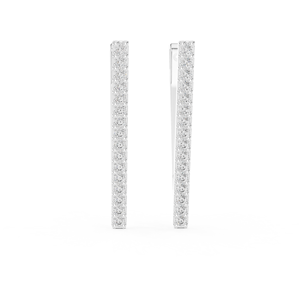 Pendientes de Barra Minimalistas de Oro Blanco de 14K con Diamantes Cultivados en Laboratorio, Chapados en Rodio, Edición Limitada Especial para Mujer - Product Image 4