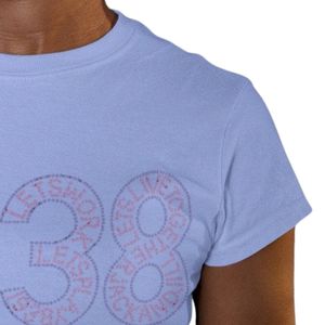 T-shirt bleu à manches courtes et col rond pour femme, décontracté, streetwear, style de vie, sport, usage quotidien, vêtements confortables - Product Image 6