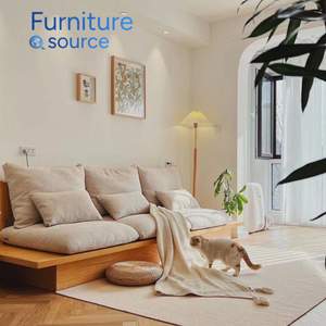 Durable sala de estar sofá moderno de madera plataforma Beige cojines OEM/ODM de Vietnam directo de fábrica - Product Image 2