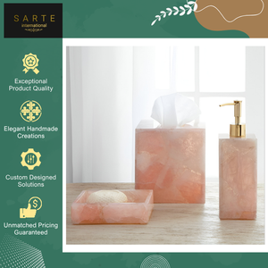 Eco-Friendly Modern Design Stylish <b>Accessories</b> Luxurious Rose Quartz Three-piece <b>Bathroom</b> <b>Set</b> for Spa and Restaurant Use - Product Image 5