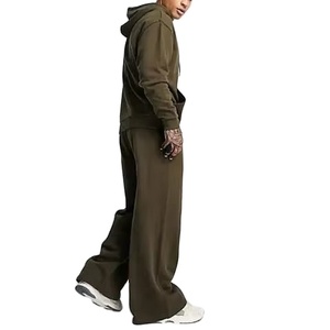Pantalon de survêtement évasé et sweat à capuche baggy pour hommes, survêtement délavé au soleil, ensemble de jogging deux pièces, nouvelle conception du fabricant, 2026 - Product Image 1
