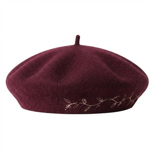 Merino Wool <b>Beret</b> Hat Lightweight Soft Felt with Minimal Embroidery for Autumn Winter Outdoor Daily Wear - Product Image 1