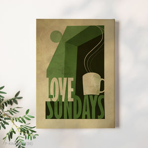 Décoration murale festive, affiche illustrative typographique Love Sundays, décoration murale moderne pour la maison - Product Image 1