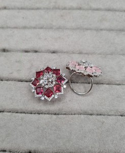 Elegant Starburst Floral Green Stone <b>Ring</b> Sparkling CZ Diamond Micro Pave American Diamond <b>Adjustable</b> Cocktail <b>Ring</b> Wholesale - Product Image 3