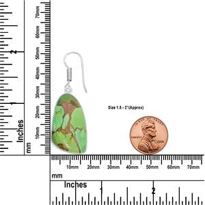 Brass Luxury Charm Earrings for Party and Gift Unique Design Natural Irregular Green Turquoise <b>Stone</b> Silver Plated Earring - Product Image 2