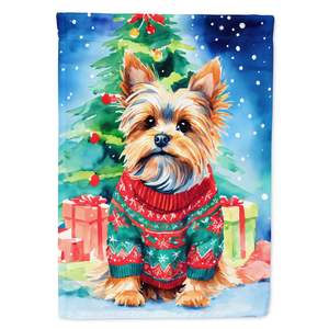 Yorkshire Terrier Yorkie Navidad gran poliéster casa bandera Multicolor porche manga poste decorativo patio Banner arte pared - Product Image 1