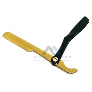 Rasoir de barbier à lame droite en or de qualité supérieure, acier inoxydable, verrouillage pivotant, manche en plastique noir, logo personnalisé de haute qualité - Product Image 2