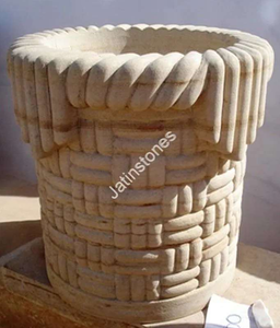 Macetas de Piedra Natural Hechas a Mano con Diseño de Textura Tejida Tallada, Maceta Decorativa para Interiores, Exteriores, Jardín y Hogar - Product Image 5