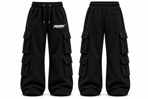 Pantalon cargo pour homme, noir, poids lourd, style streetwear, avec cordon de serrage, taille élastique et plusieurs poches - Product Image 4