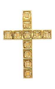 Colgante de Cruz Chapado en Oro con Circonitas de Corte Esmeralda Engastadas, Amuleto Religioso, Joyería de Moda Unisex - Product Image 3