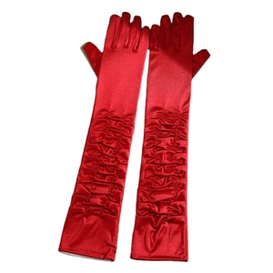 Gants longs élégants en satin extensible pour femme, 50 cm, rouges, pour soirée, mariée, mariage - Product Image 2