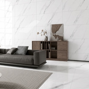 Azulejos de Porcelana con Efecto Mármol Gris Carrara de 600x1200mm, Acabado Brillante, Azulejos de Pared con Vetas Grises Premium, Adhesivos Modernos para Sala de Estar, Villas y Centros Comerciales - Product Image 1