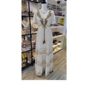 Vestido Casual Premium Hecho a Mano con Cintura Natural, Ecológico, Lavable, 100% Algodón, Cuello en V, Mangas 3/4, Corte Regular - Product Image 4