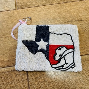 Bolso de Mano Personalizado Hecho a Mano con Cuentas de Vidrio Estilo Texas, con Temática Deportiva, Forma Rectangular, Base de Algodón, para Fiestas - Product Image 1