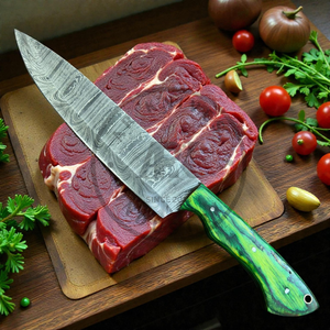 Wholesale Damascus Kitchen Chef <b>Knife</b> <b>Set</b> Green Wood Handle Full Tang OEM Razor-Sharp Seven-piece Eco-Friendly Durable Hot <b>sale</b> - Product Image 4