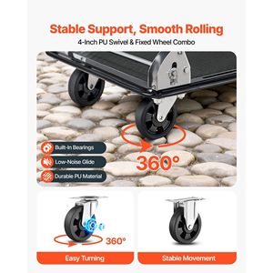 Carrello Pieghevole a 2 Livelli in Acciaio ad Alta Resistenza da 700 Libbre, Carrello a Mano con Ruote per Trasporto e Stoccaggio 2022 - Product Image 3