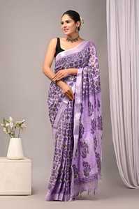 <b>Printed</b> Cotton Linen Saree with Running Blouse Piece for Women Premium <b>Printed</b> Cotton Linen Saree – Soft & Lightweight Ethnic - Product Image 2