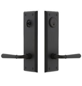 มือจับประตูสแตนเลสสีดำแบบคู่ สำหรับบ้าน ปรับแต่งได้ พร้อมอุปกรณ์ล็อคประตูแบบมีแถบกั้นความเป็นส่วนตัว - Product Image 1