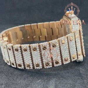 Export Quality Luxury Stainless Steel Hip Hop Iced Moissanite Analog <b>Watch</b> Glass Mechanical Movement Streetwear 41MM Butterfly - Product Image 4