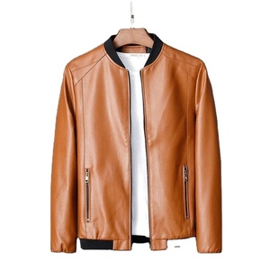 Chaqueta de Cuero Genuino Estilo Motero, Color Marrón Vintage, Corte Corto y Ajustado, para Hombre, Talla Asiática 6XL, Otoño, Venta al Por Mayor - Product Image 1