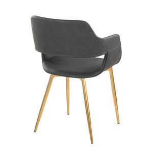 Juego de 2 Sillas de Comedor/Accesorio Margarite, Metal Dorado y Cuero Sintético Gris, Diseño Contemporáneo y Elegante - Product Image 4