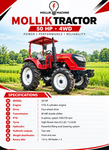 รถแทรกเตอร์ฟาร์ม Mollik 50-70 แรงม้า ขับเคลื่อน 4 ล้อ เครื่องยนต์ YTO 4 สูบ เกียร์ 8F+8R แบบ Shuttle ล้อสีแดง ผลผลิตสูงและอเนกประสงค์ - Product Image 1