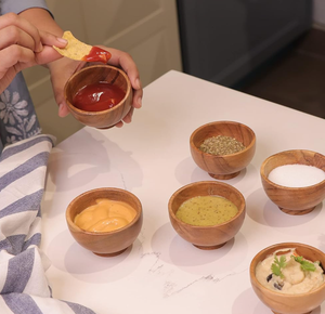 ชุดชามไม้สักขนาดเล็ก 6 ใบ 4 ออนซ์ แบบขายส่ง สไตล์เรียบง่าย เป็นมิตรกับสิ่งแวดล้อม ทนทาน ทำด้วยมือ งานฝีมือไม้ ขนาดสั่งทำได้ สำหรับใส่อาหารหรือเป็นของขวัญ - Product Image 4