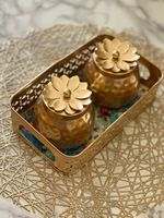 Pot en fer moderne peint à la main avec plateau de service anti-humidité, ensemble de rangement décoratif pour table de cuisine, cadeau de mariage