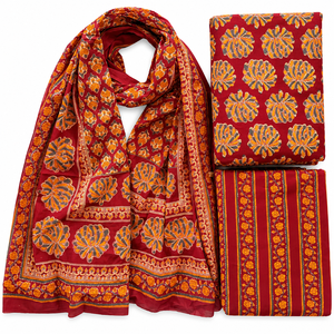 Premium Hand Block Printed Cotton Fabric <b>Dress</b> Material Wholesale Unstitched 3 Piece Indian Ethnic Suit Sets For Boutiques - Product Image 1