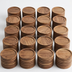 AG Elements 4 Inch Wooden Drink Coaster <b>Table</b> <b>Protector</b> Eco-Friendly Contemporary Design for Home Dining Heat Resistant Cup - Product Image 5