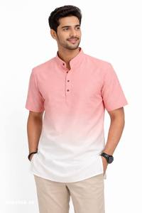 Best Quality Omri Cotton with Solid Shaded Readymade Half-Sleeve Mandarin Collar Short-<b>Kurta</b> Collection Supplier from Surat - Product Image 4