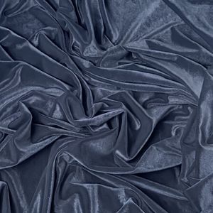 Tissu Velours Premium 100% Polyester, Tissé, Grammage Moyen, Uni, Brossé, Aspect Daim, Bleu Foncé, Moderne, Froissé, pour Mariage - Product Image 1