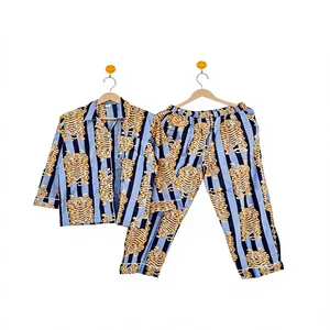 Conjunto de Pijama de Algodón 100% Hecho a Mano con Estampado Floral para Mujer, Manga Larga, Cuello Camisero, Suave, Ropa de Dormir Larga, Ropa Casual - Product Image 5