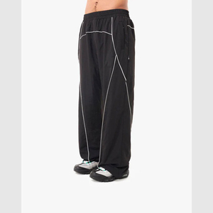 Wholesale Custom <b>Men</b> Fashion Baggy Sweatpants Loose Fit Streetwear Style With <b>White</b> Pipping Stripes Wide Leg Baggy <b>Trousers</b> - Product Image 3