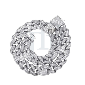 สร้อยคอฮิปฮอปแบบคิวบันลิงค์สั่งทำพิเศษ เงินสเตอร์ลิงประดับโมอิสซาไนต์หรือเพชรแล็บ พร้อมทอง 10K และ 14K ประดับเพชรแล็บสุดหรู - Product Image 1