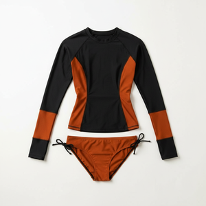 Women Quick Dry Rash Guard Set Long Sleeve Swim <b>Top</b> and Bottom for Surfing Swimming - Product Image 4