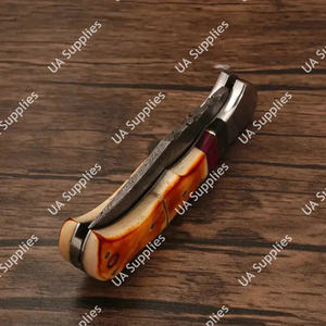 Couteau pliant artisanal en acier Damas, lame tranchante comme un rasoir, EDC tactique pour la chasse, le camping, la pêche, vente en gros OEM/ODM - Product Image 5