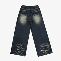 Jean en denim Y2K personnalisé, délavé clair, coupe ample, brodé, style vintage, avec rivets, pour l'automne et l'hiver, streetwear, hip-hop