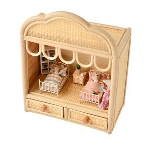 Théâtre de table en rotin tressé à la main, écologique, pour enfants, scène de marionnettes en osier naturel pour chambre d'enfant, vente en gros - Product Image 1