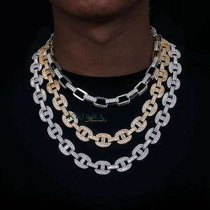 S925 Moissanite <b>Statement</b> <b>Necklace</b> 18K Gold Plated Link Chain Unisex Luxury Jewelry Geometric Design - Product Image 1