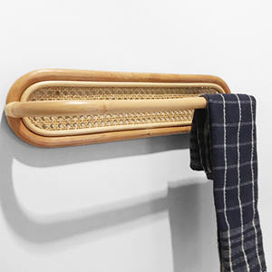 Natural rattan wall mount <b>towel</b> <b>holders</b> bathroom accessories hanger <b>holder</b> <b>rail</b> bar for <b>towels</b> - Product Image 4