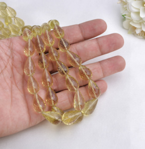 หยดน้ำควอตซ์เลมอนธรรมชาติทรงเหลี่ยม 1 เส้น สำหรับทำเครื่องประดับชั้นดี - Product Image 4