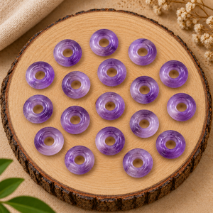 Colgante de Donut Liso de Amatista Rosa de 15mm, Piedra Preciosa para Sanación con Cristales y Energía Reiki, Diseño para Fabricación de Joyas al por Mayor - Product Image 5